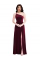 One Shoulder Spaghetti Strap Velvet Maxi Bridesmaid Dress / Prom Dress with Pockets