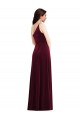 One Shoulder Spaghetti Strap Velvet Maxi Bridesmaid Dress / Prom Dress with Pockets