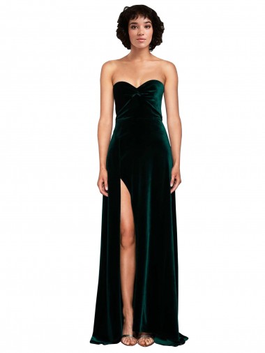 Sweetheart Fluid Velvet Bridesmaid Dress / Prom Dress with High Split